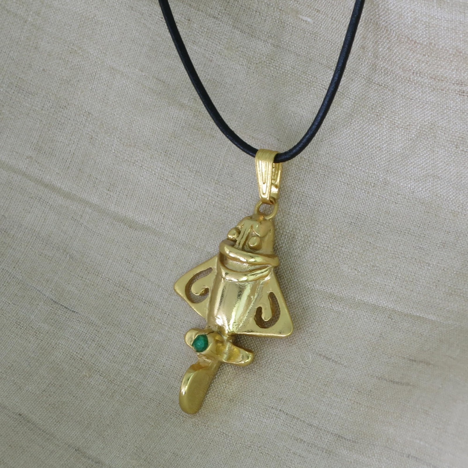 24k GP Quimbaya Ancient Flyer | Golden Jet-3 Pendant Necklace| Across The Puddle