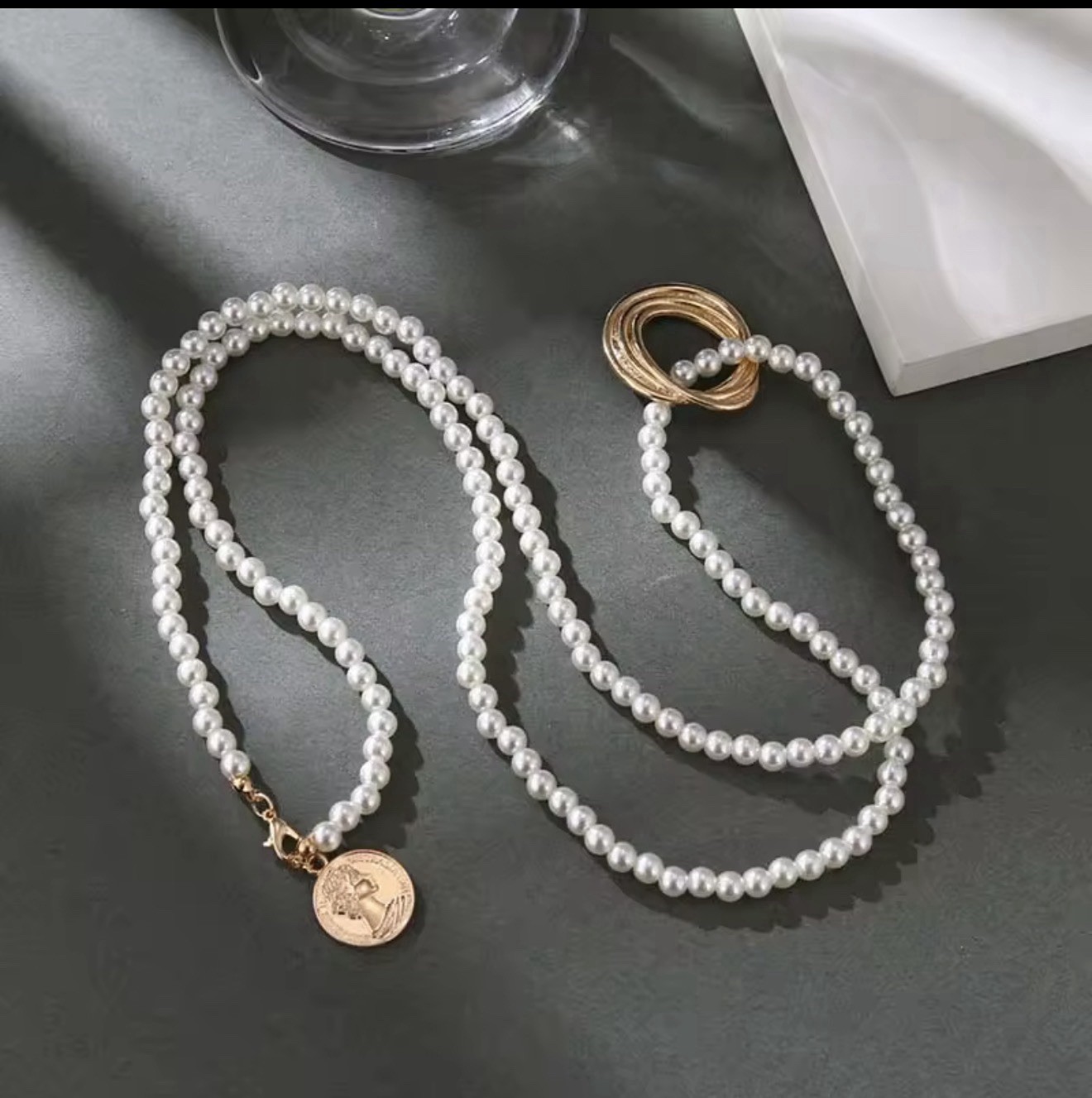 Pearl Fashion Pendant Necklace, Elegantly Beaded & Long Collar Chain Accessories