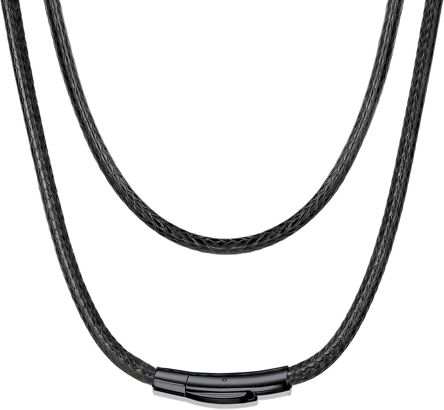 2/3/4/5MM Width Waterproof Comfortable Braided Leather Chain Cord with Stainl…
