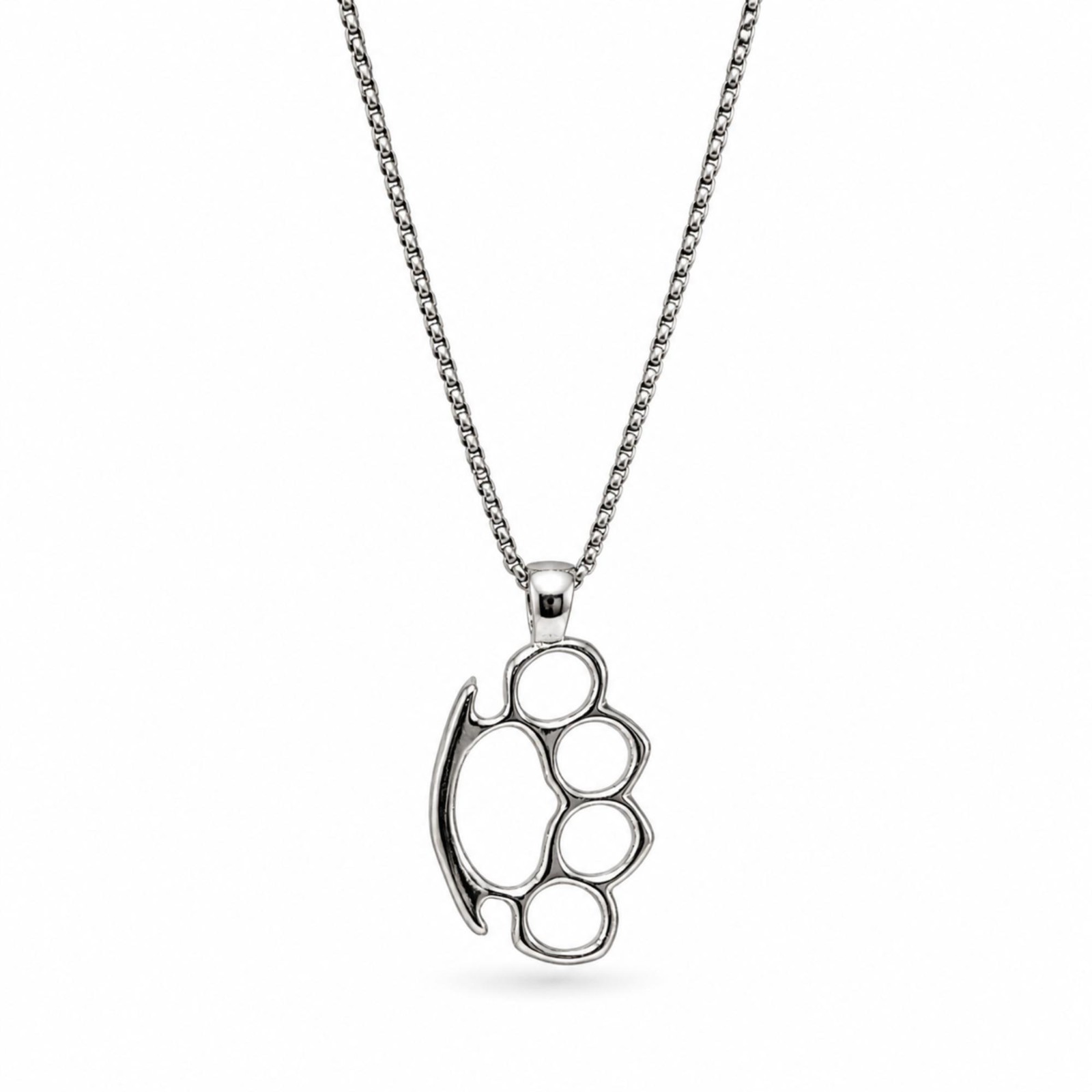 Knuckle Duster Pendant Brass Knuckles Venetian Chain Necklace Jewellery & Boxed