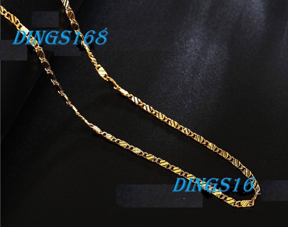 Genuine 18K Gold Filled Tarnish-Resistant 2.2mm 16 inch Flat Necklace Chain S038