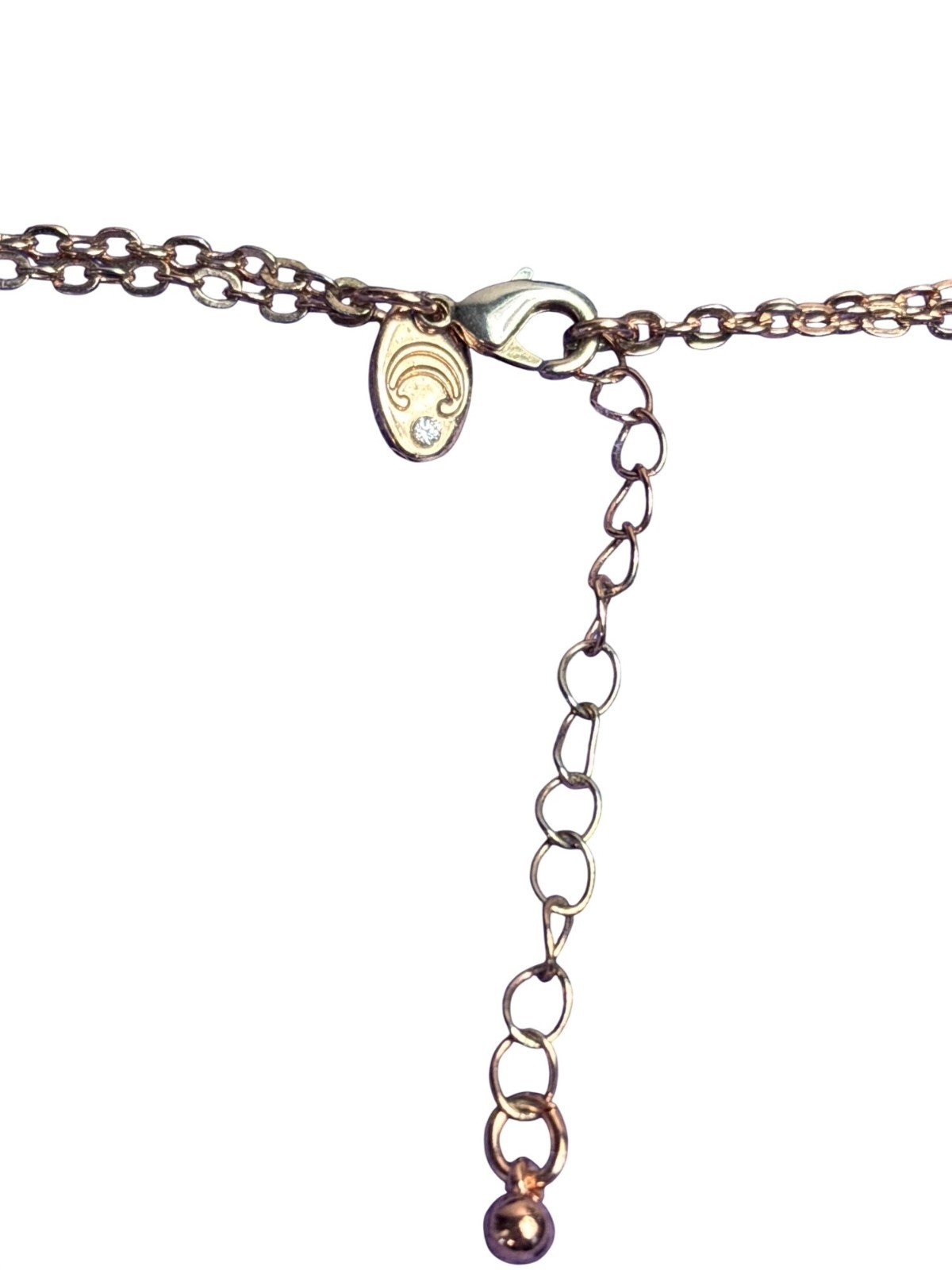 Charming Charlie 2 Strand Rose Goldtone Necklace Iridescent Pendants 18 in 32 in