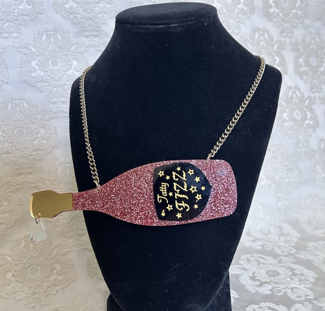 Collectable Tatty Devine Acrylic Fizz Champaigne Bottle Necklace