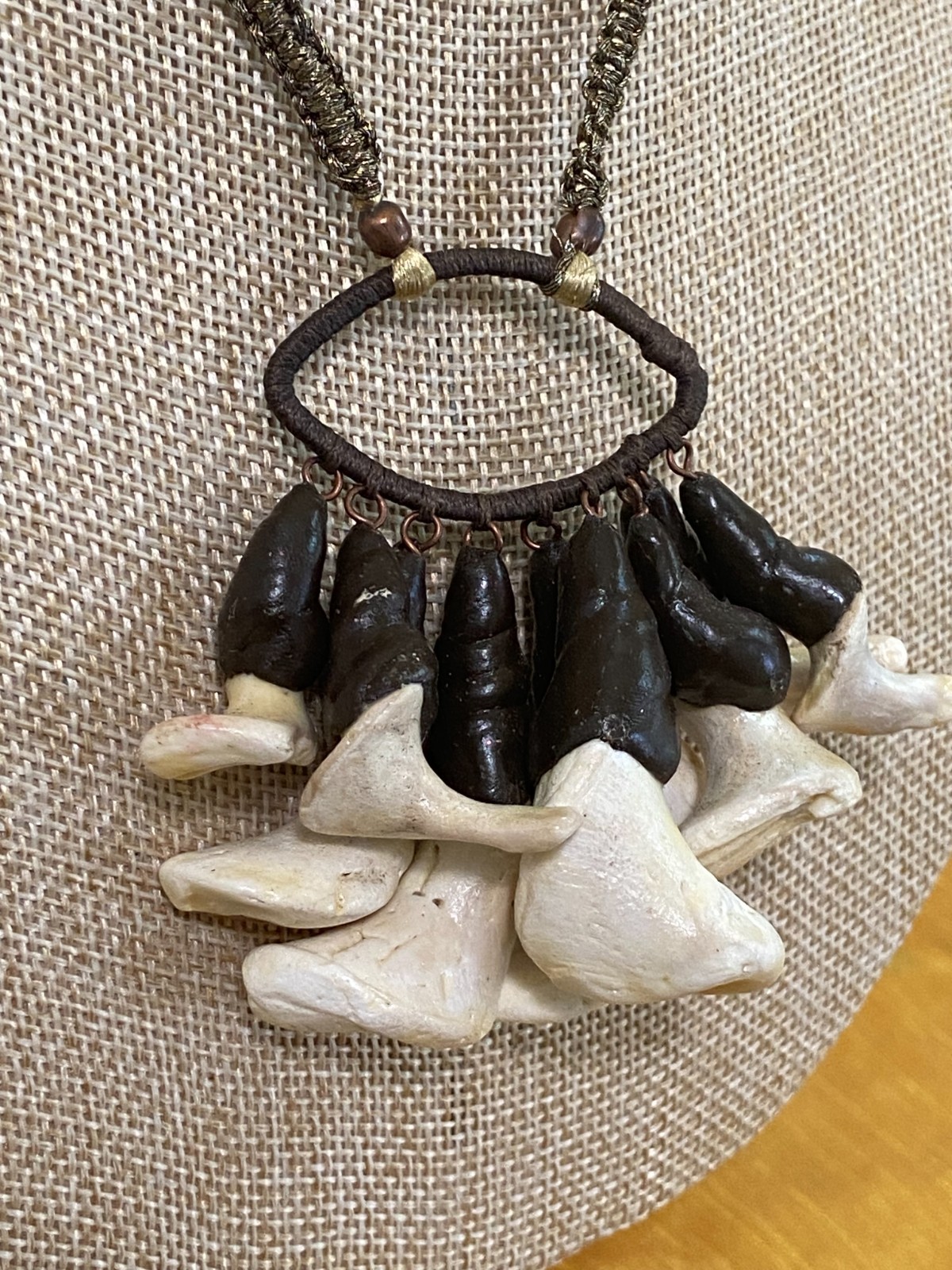 Statement Necklace with Clay & Natural Coral Charms – Handmade Boho Jewelry