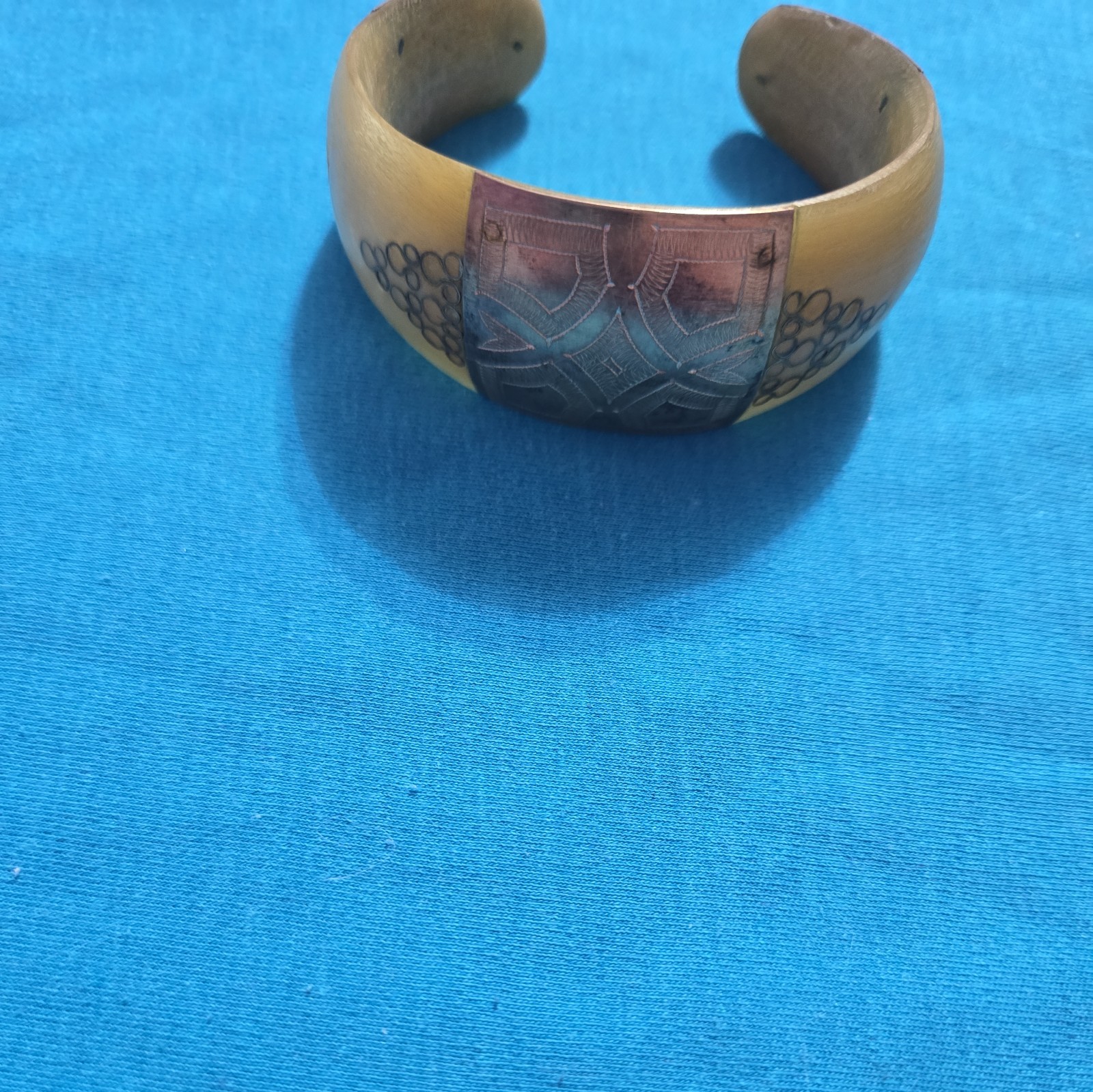 Sterling Silver 925With Design Sage Green Color Ivory Cuff Bracelet size 7