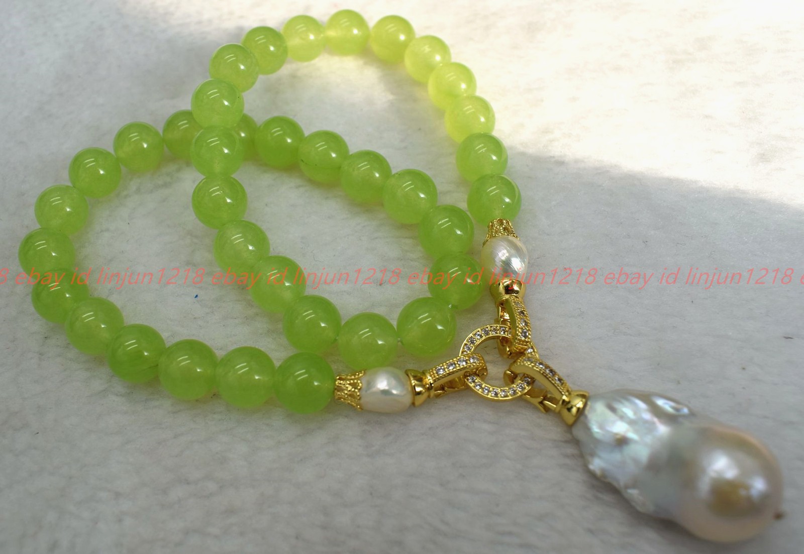 Natural 6/8/10/12mm Green Olivine White Baroque Pearl Pendant Necklace 16-32in