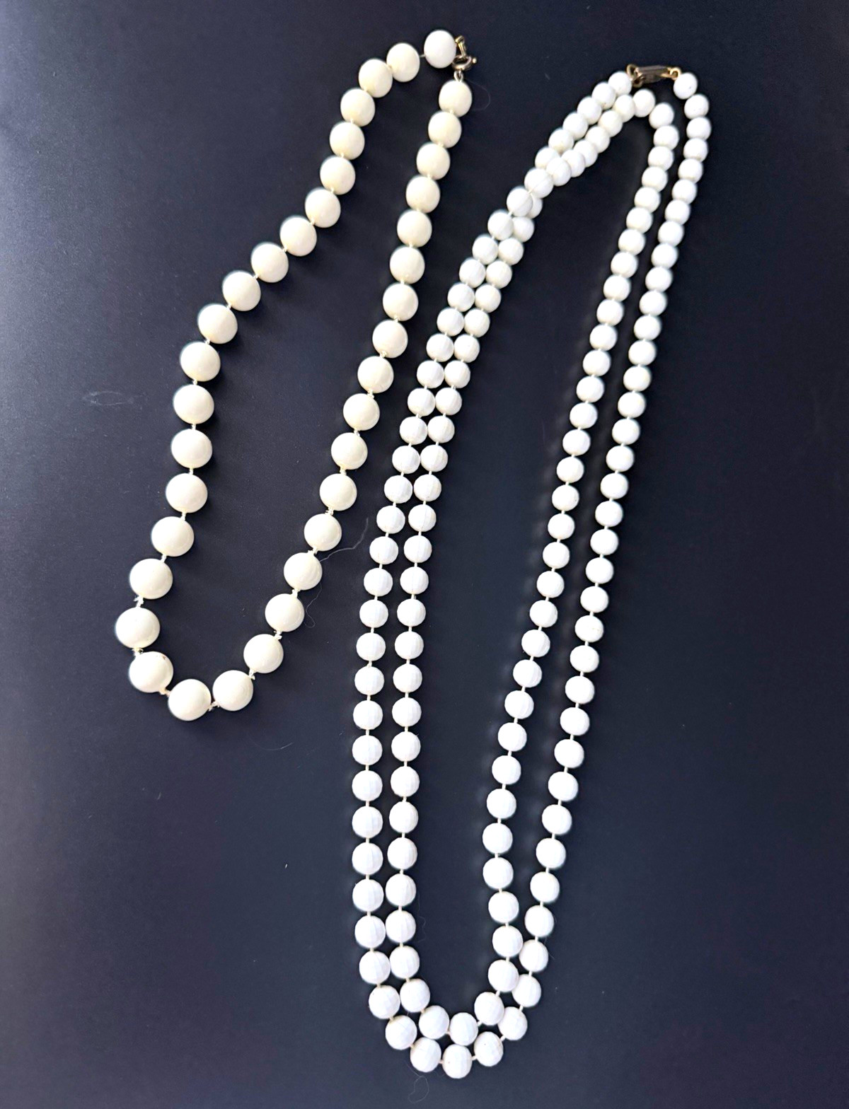 Lot of 2 Vintage Round Beaded Necklaces Ball/Bead Chain Barrel Clasp