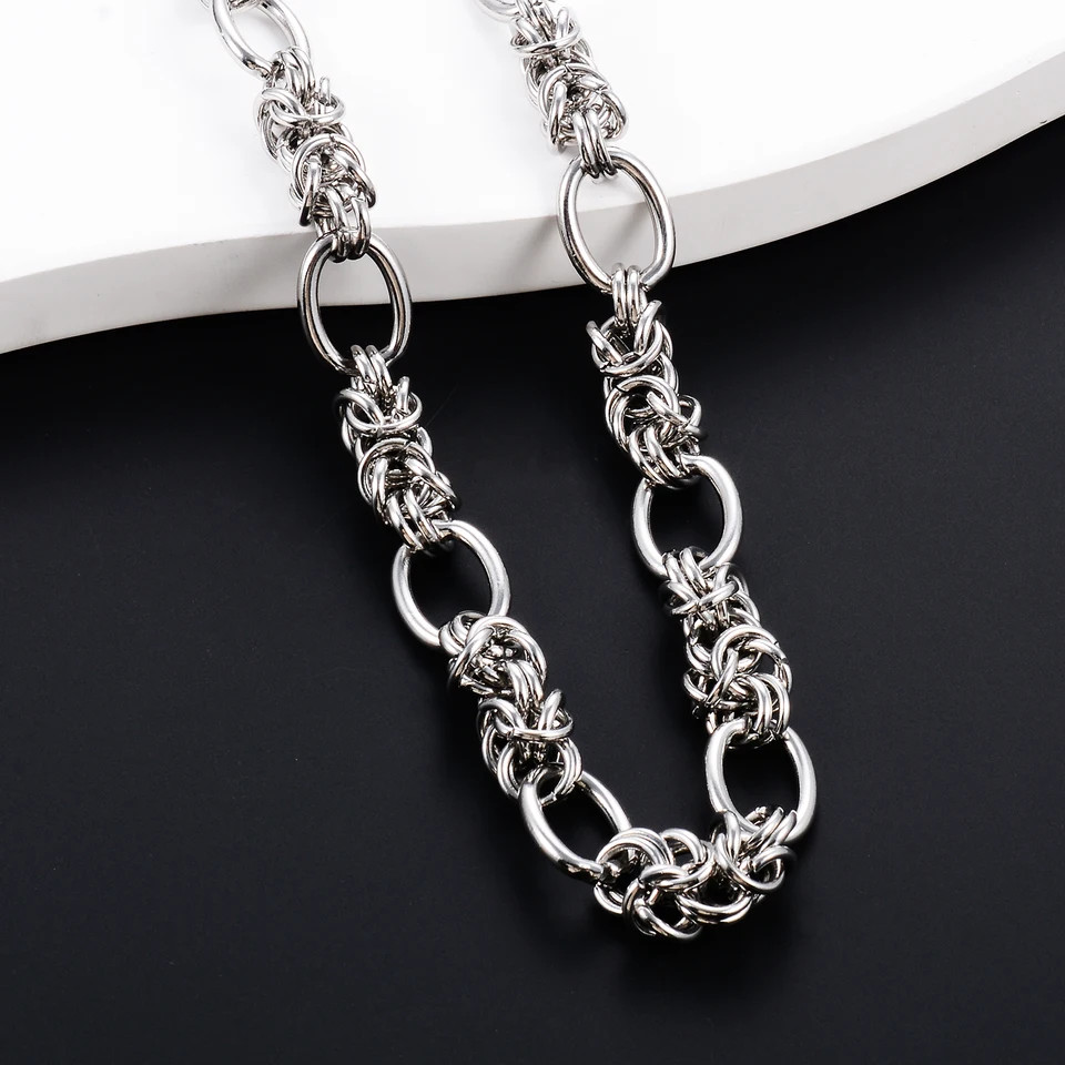 Knot Link Chain Necklace Stainless Steel Bold Thick Statement Women Jewelry