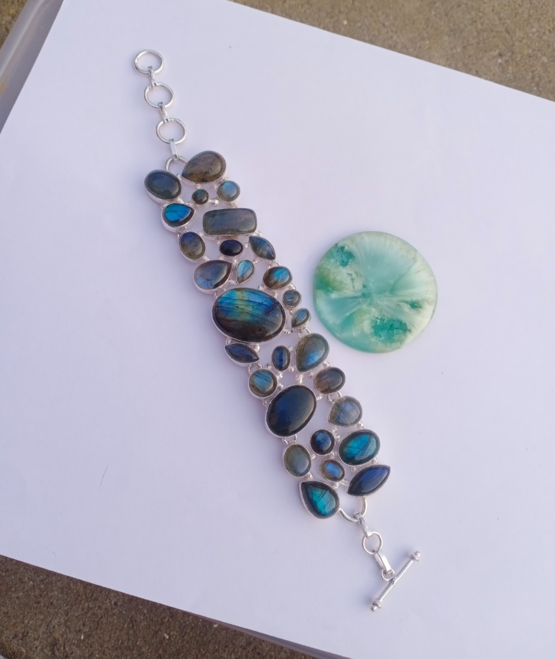 Natural Labradorite Gemstone 925 Sterling silver Handmade Bracelet Jewelry