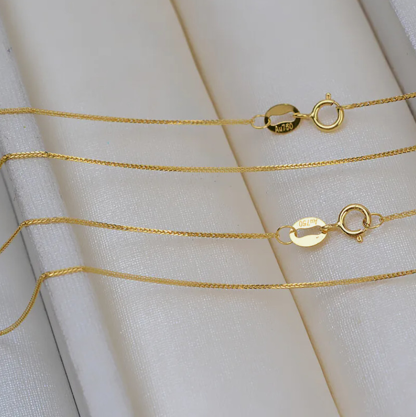 18″ Real Pure 18K Yellow Gold Necklace Solid AU750 Chopin 18k Chain Necklaces