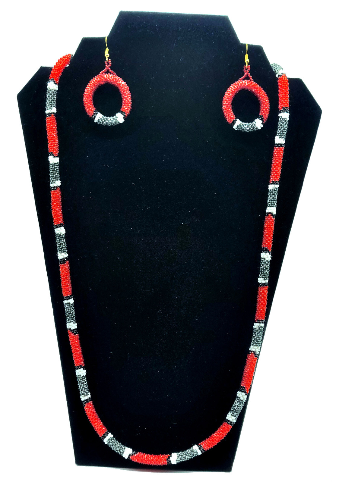 Glass Beaded Necklace and earring set Bohemian Hippie Beaded Jewellery Set