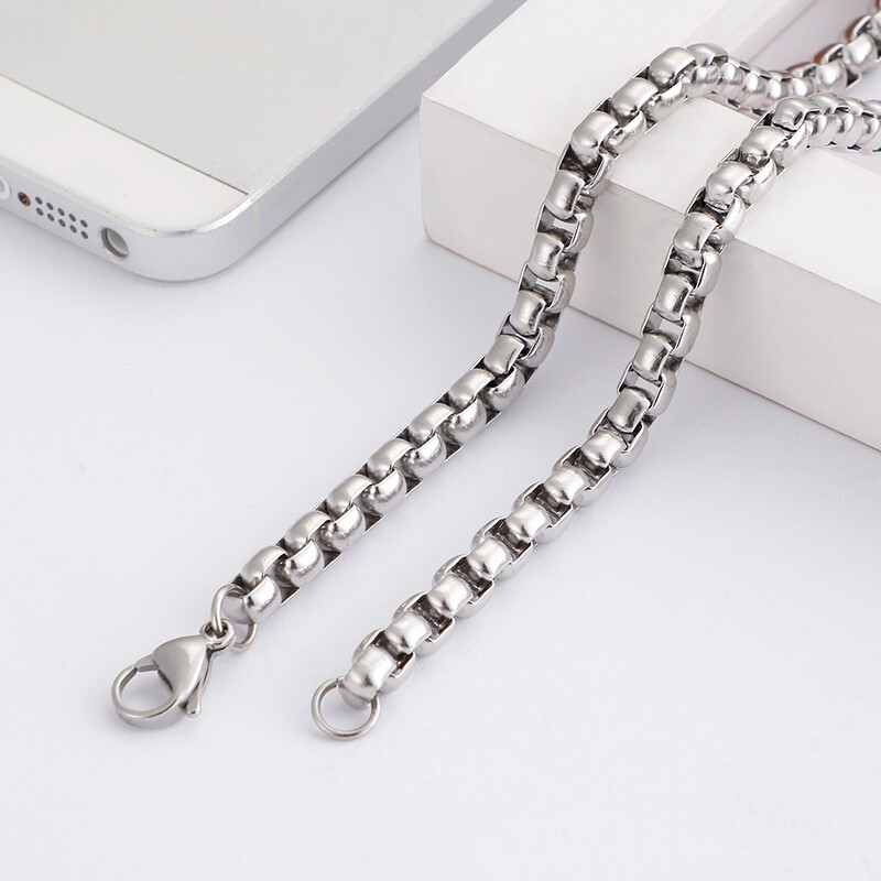 5pcs in bulk Stainless steel Square Rolo Chain Necklace Strong Link 6mm 18-26in