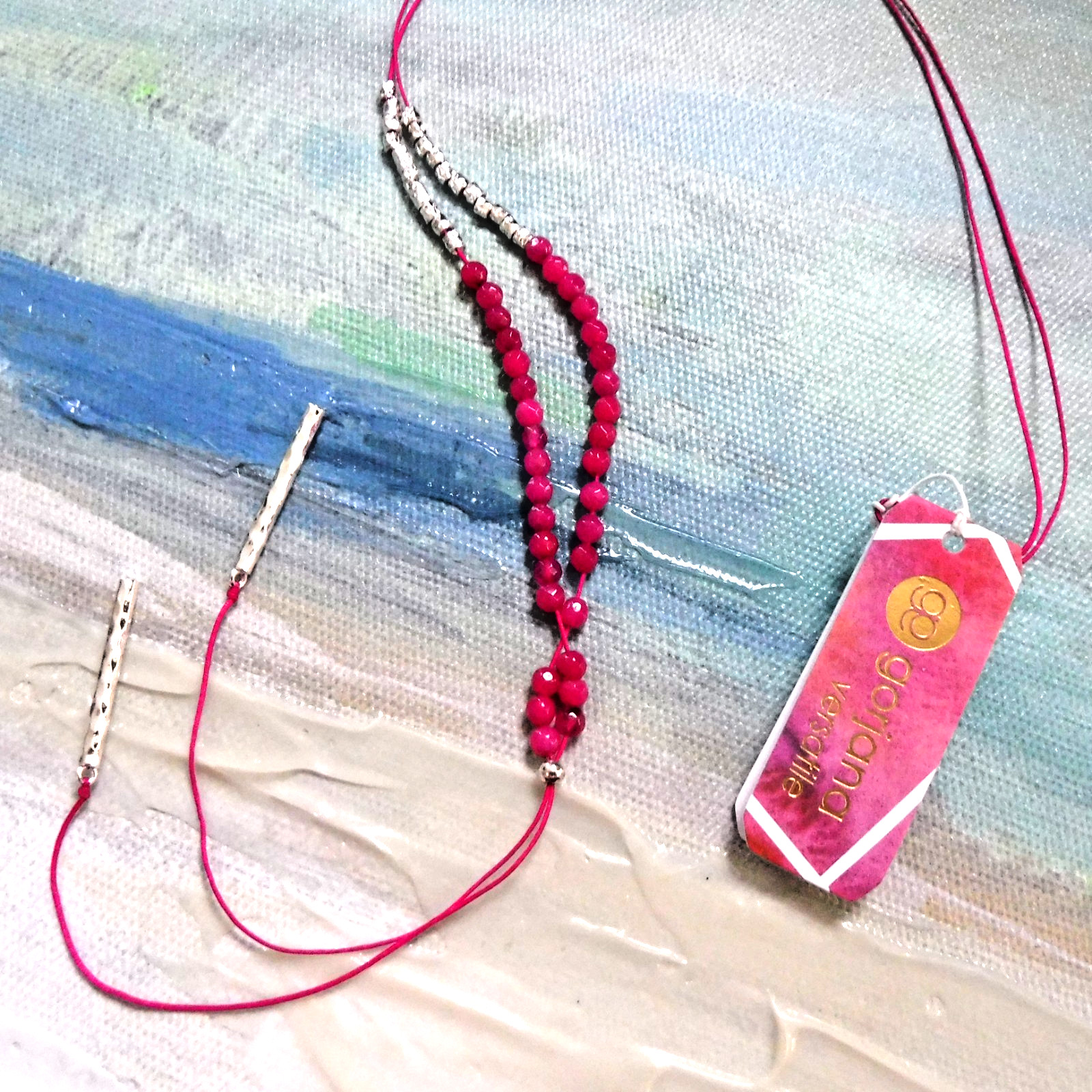 Gorjana Power Stone Pink Jade Dream Adjustable Necklace NWT