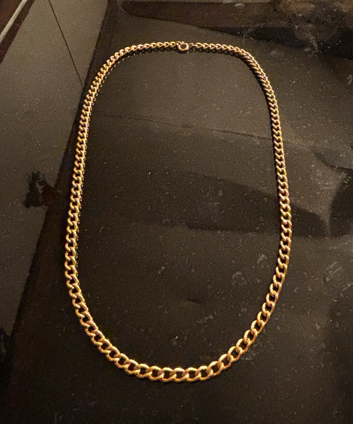 Gold Filled Curb Link Cuban Chain Necklace 20in Metal Spring Ring Clasp No Stone