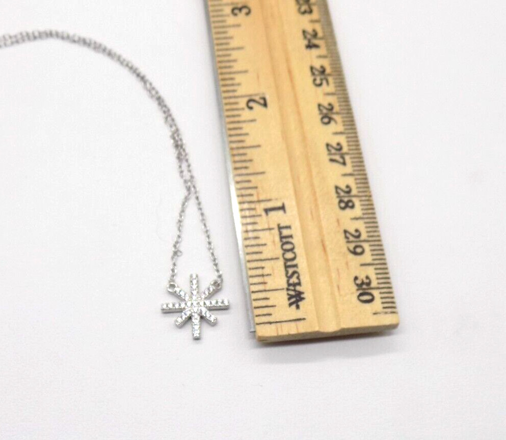 Bloomingdales AQUA 925 Sterling Silver Pendant Necklace White Colorless CZ 17″