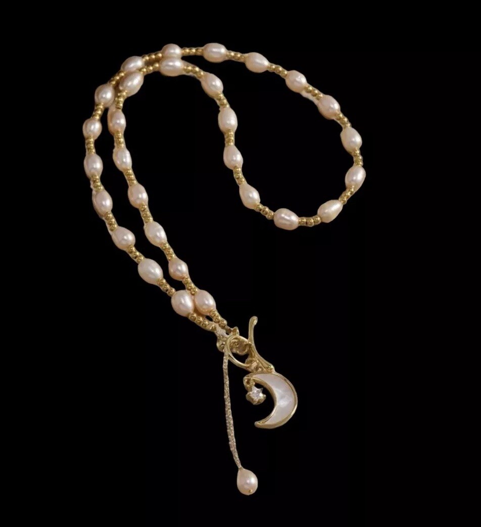 Mother Of Pearl Necklace & Baroque Pearl Moon Star OT womens Jewelry