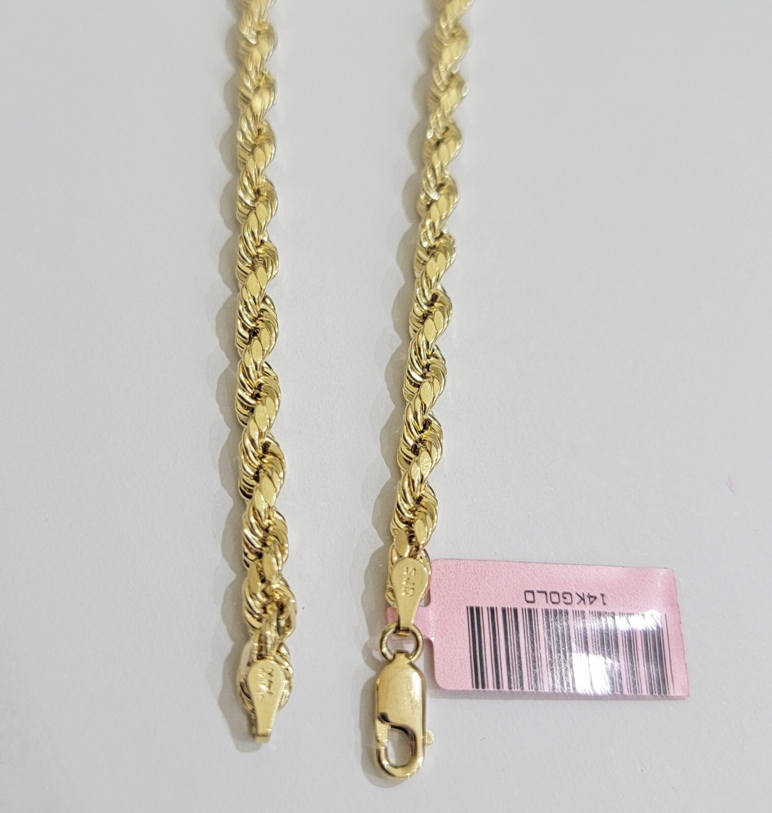 Real 14k Yellow Gold Rope Chain Necklace 4mm 18-26 Inch Diamond Cut Mens 14kt