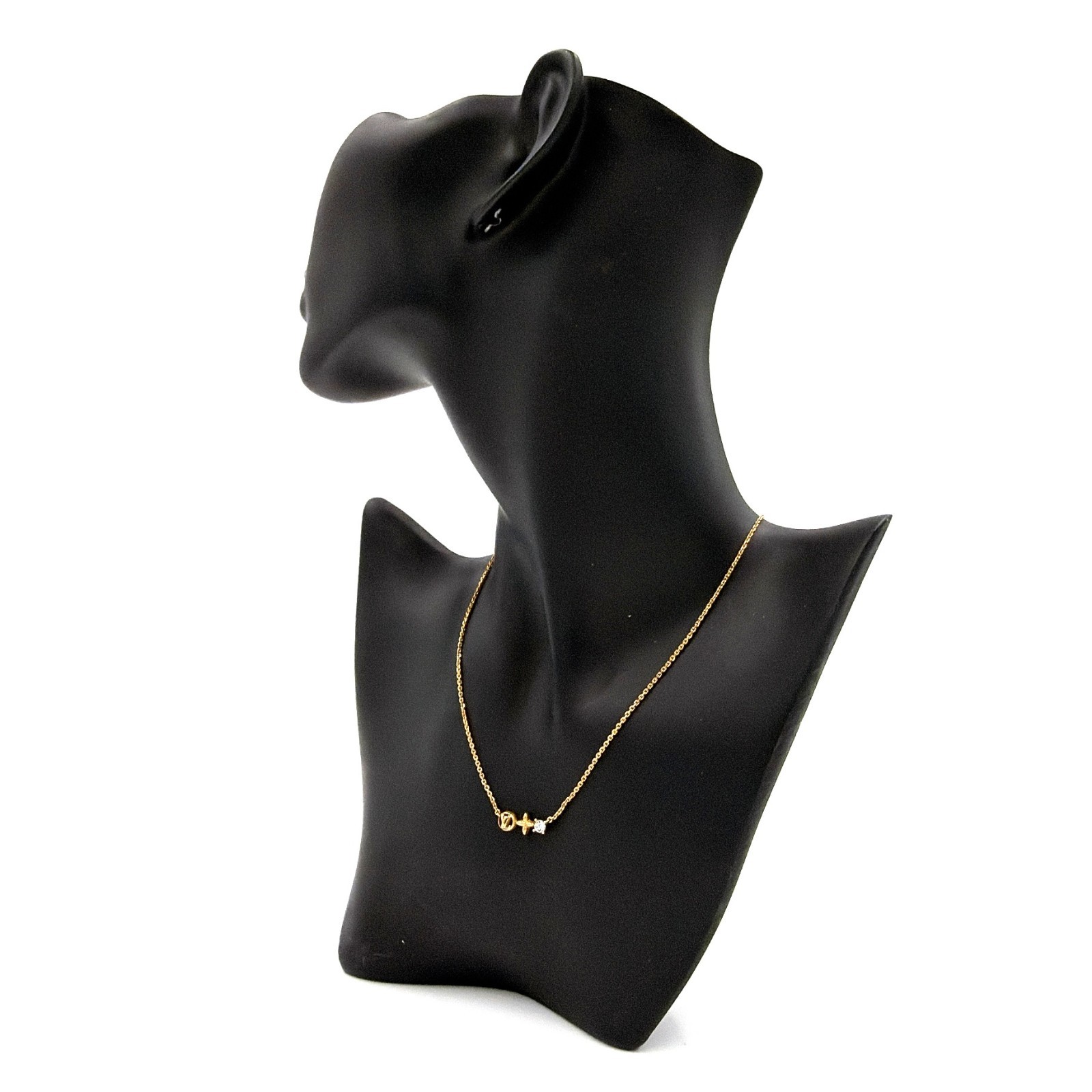 Louis Vuitton M00368 Collier Petit Louis Necklace Logo Crystal Gold Tone Italy