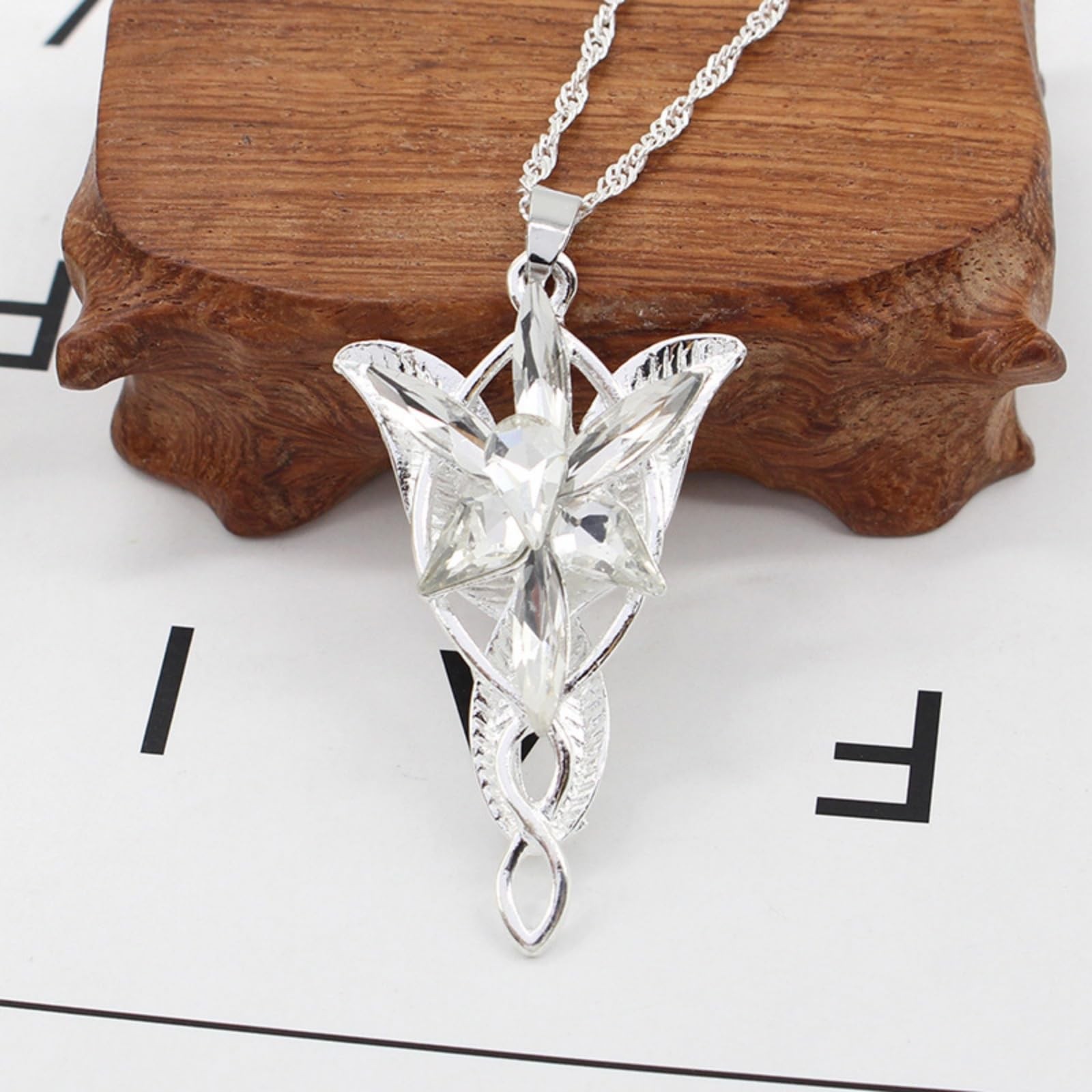 Pack Arwen Evenstar Pendant Necklace Costume Jewelry CZ Elven Leaf Charm