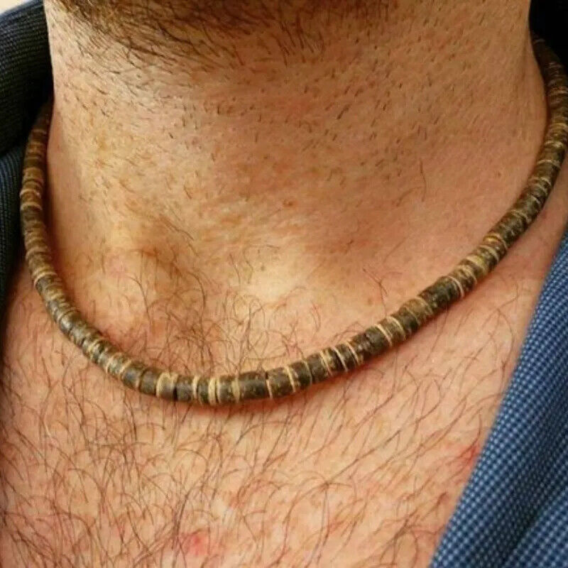 Men’s African Necklace African Beaded Coconut Shell Jewelry Surfer Necklace Gift