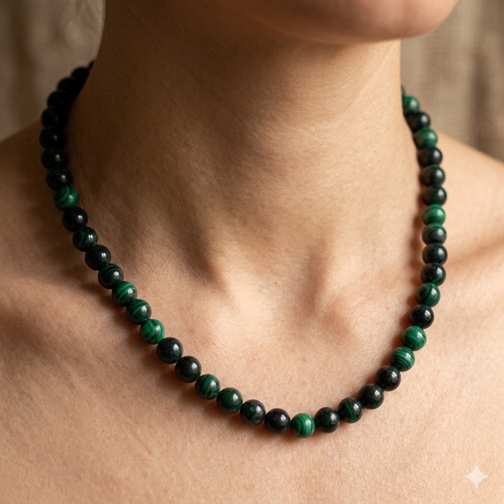 Green Star Gemstone Beaded Adjustable Necklace 925 Sterling Silver