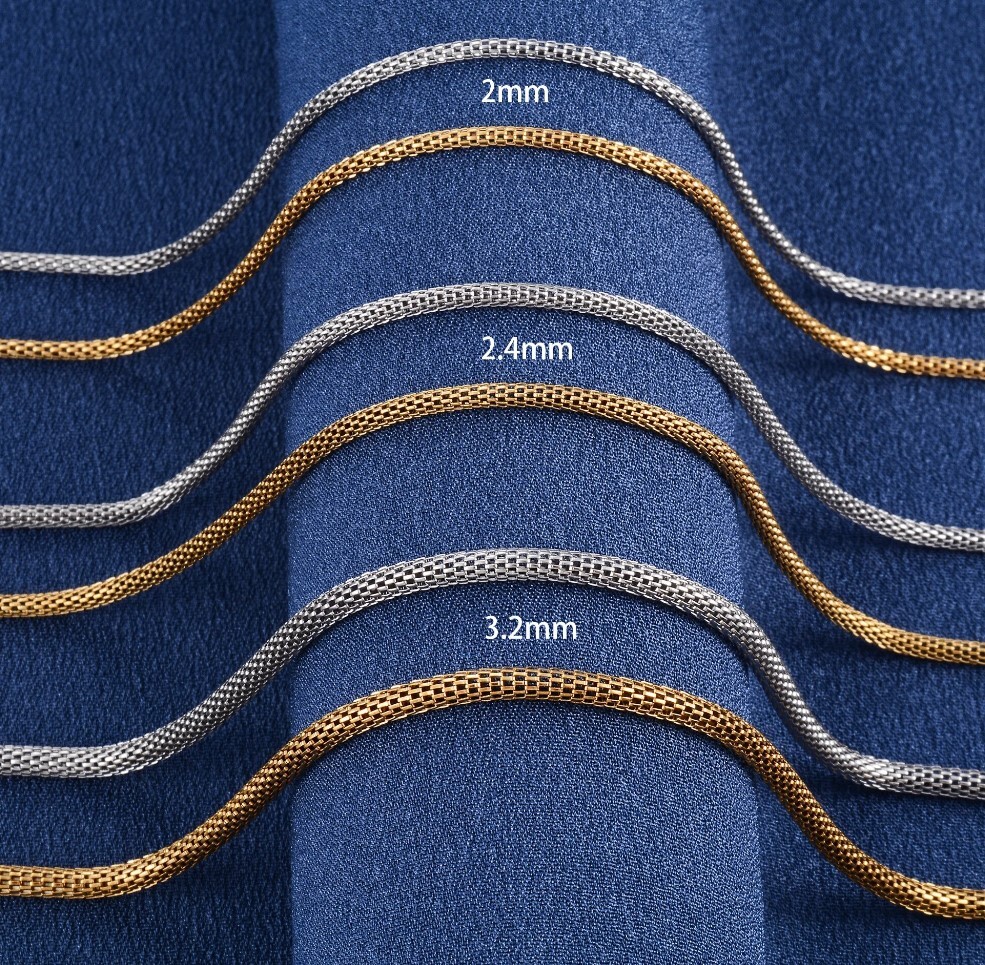 Silver Stainless Steel 14,18,20,22 inch 2mm Round Mesh Chain Necklace