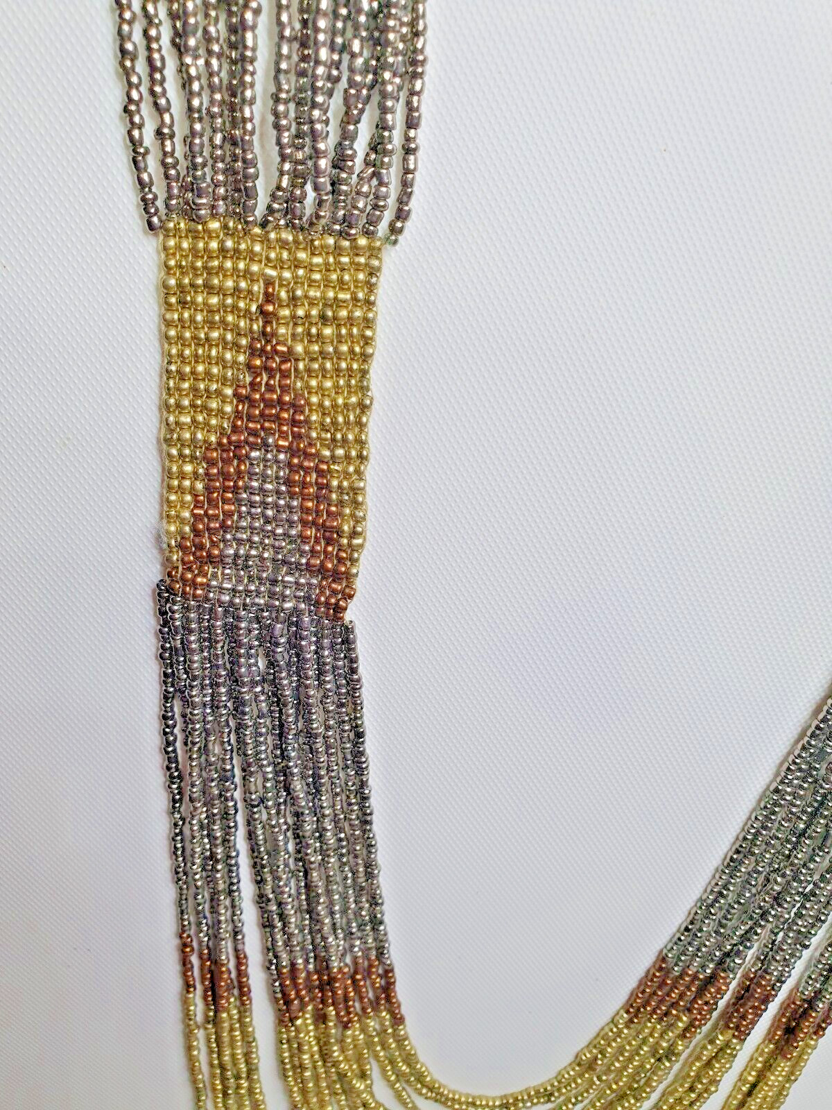 South Western Style Seed Bead Multi Strand None Metal Tribal Ethnic Necklace