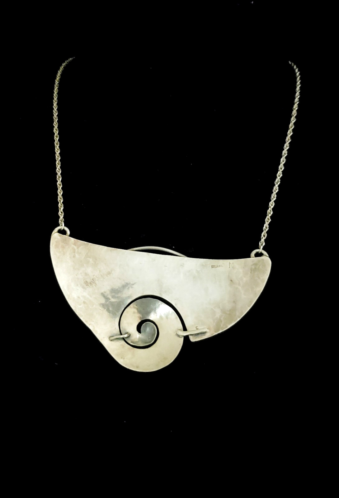 20″ Large Handcrafted Solid Sterling Silver Modernist BOHO Necklace. FLAWLESS!