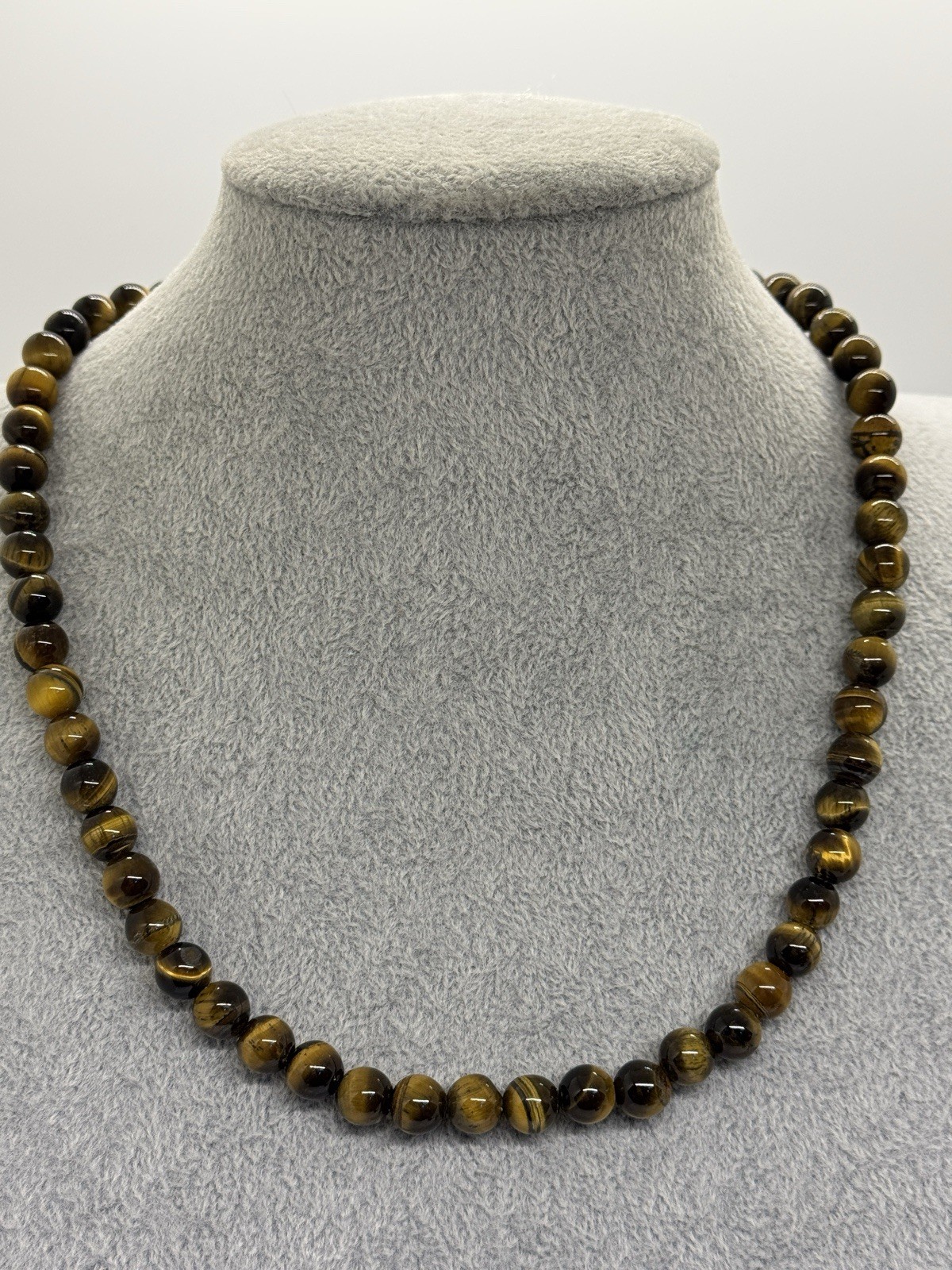 Tigers Eye Beaded Necklace 19″ Magnetic Clasp