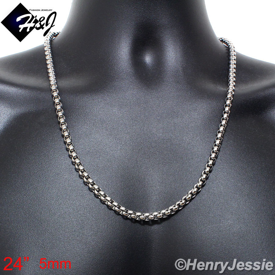 16-40″MEN Stainless Steel 2mm/3mm/4mm/5mm/7mm Silver Smooth Box Chain Necklace