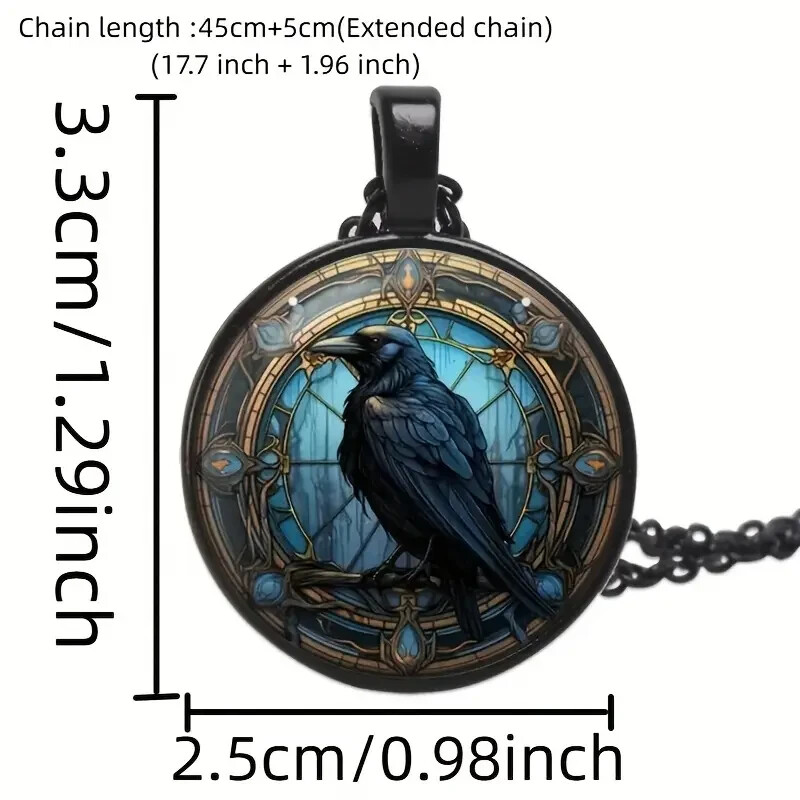 1 Cool Crow Necklace, Stylish Male Necklace, Personality Skull Head Necklace, Go