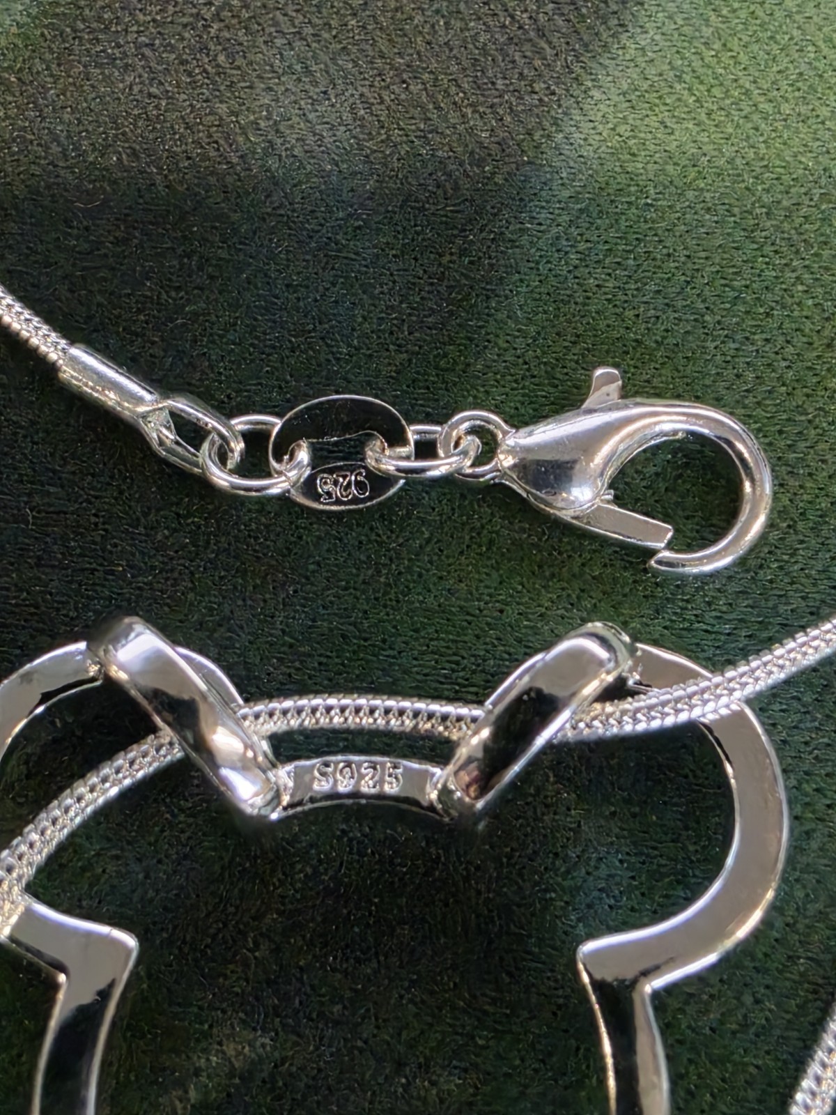925 Sterling Silver Snake Chain Necklace Animal Charm Pendant Clear CZ Lobster