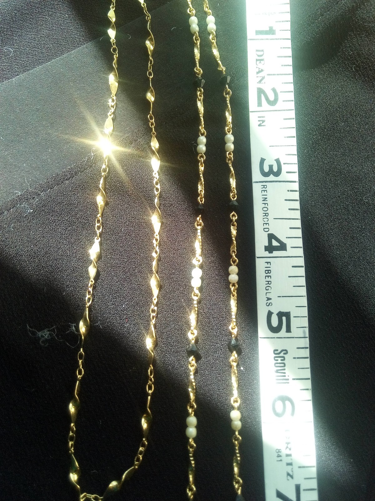 2 necklaces Complement Ea. Other, GTone, 1 with Small Whi Beads & Plastic Oval
