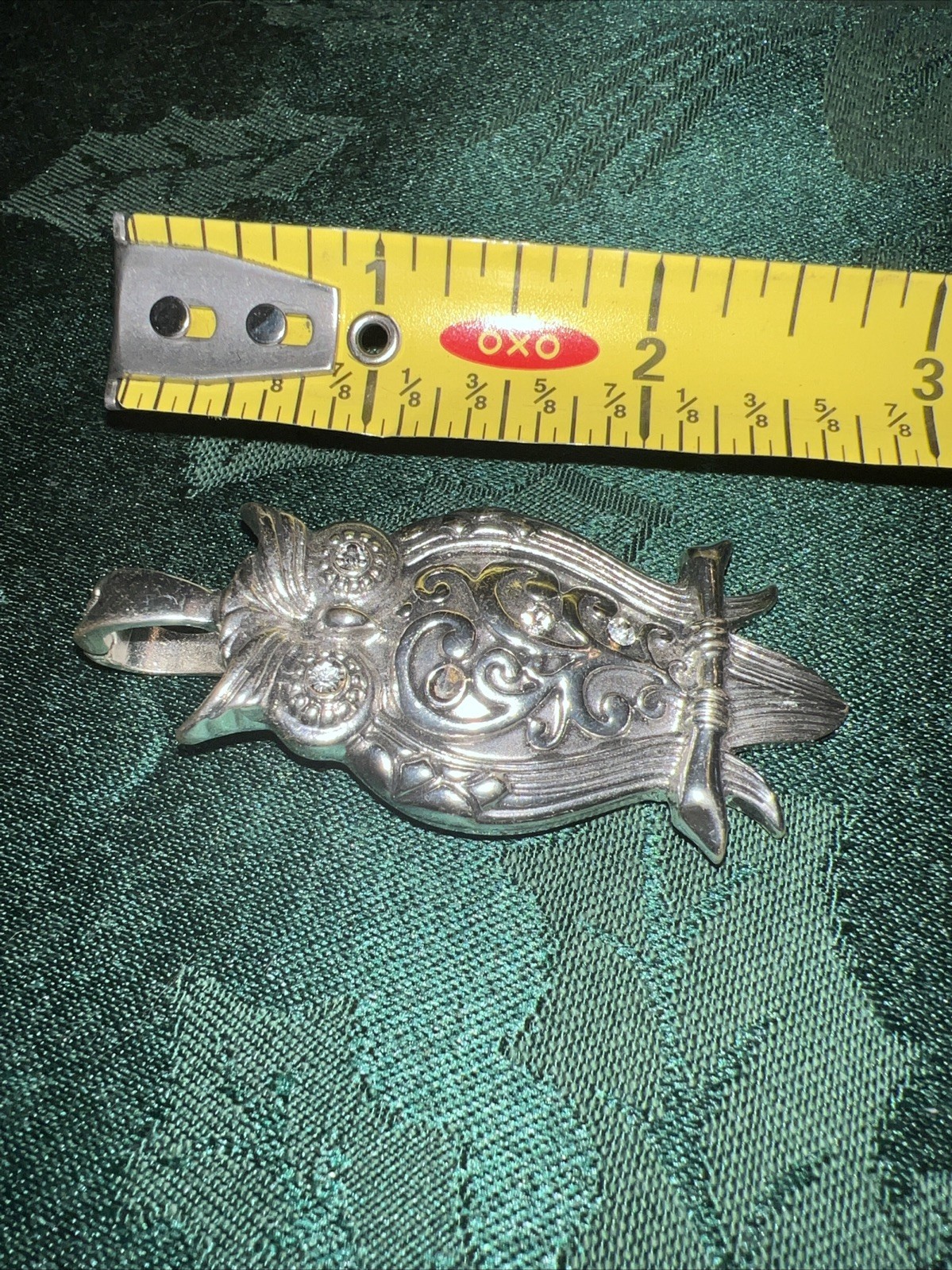 Lot Of 2 RMN Roman SILVERTONE Pendants Owl Tassel Medallion