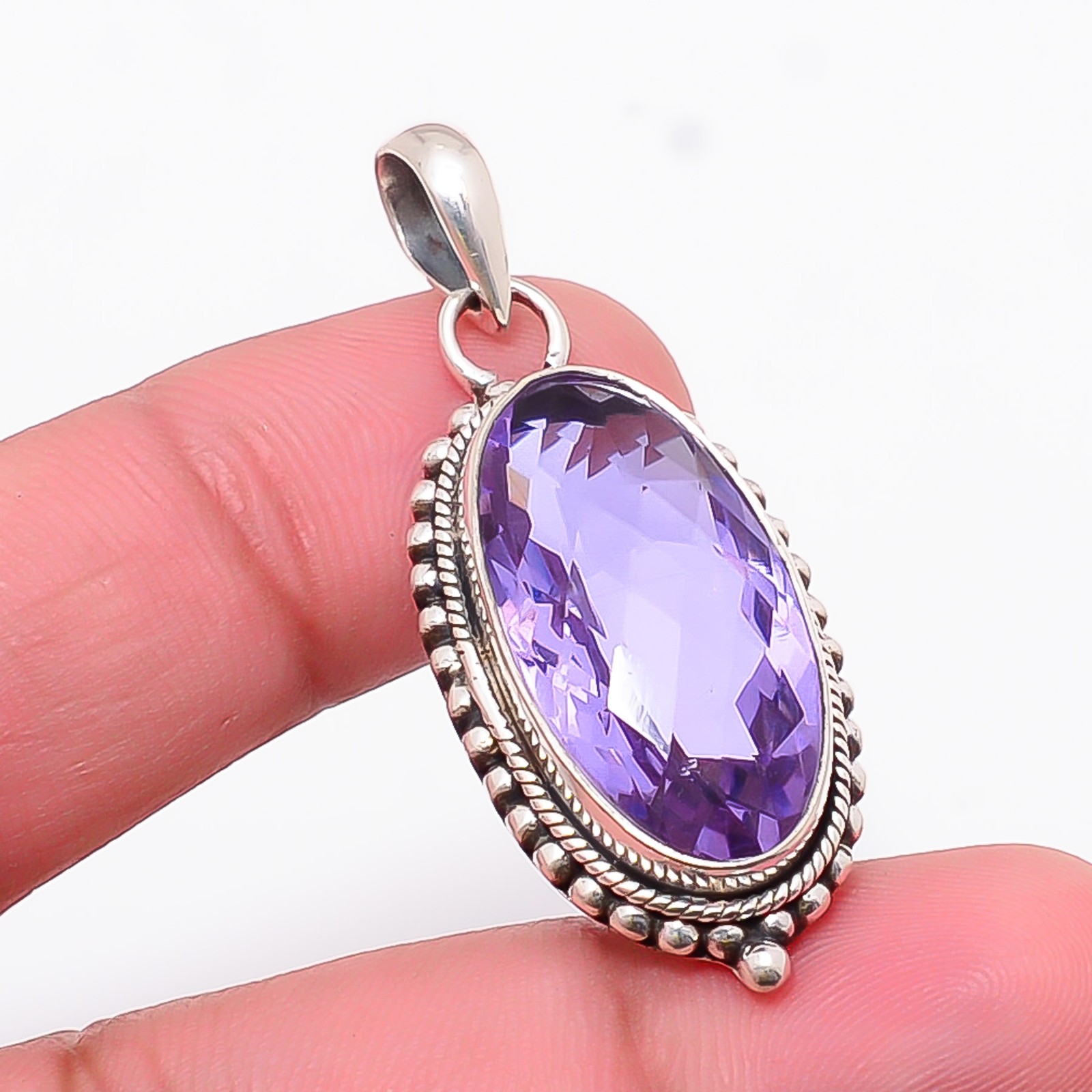 Colour Changing Alexandrite Gemstone 925 Sterling Silver Pendant 1.77″ P78124236