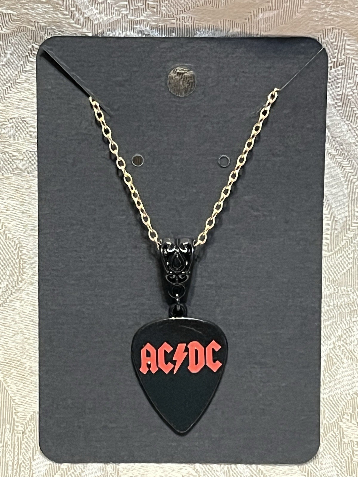 Rock Band AC/DC Black Pendant Gold Necklace Fashion Festival Jewelry