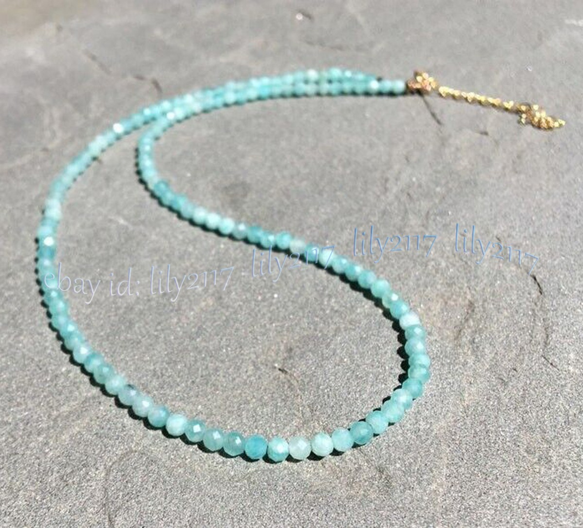 Mini 3mm Natural Blue Amazonite Faceted Gemstone Round Beads Necklace 14-28”