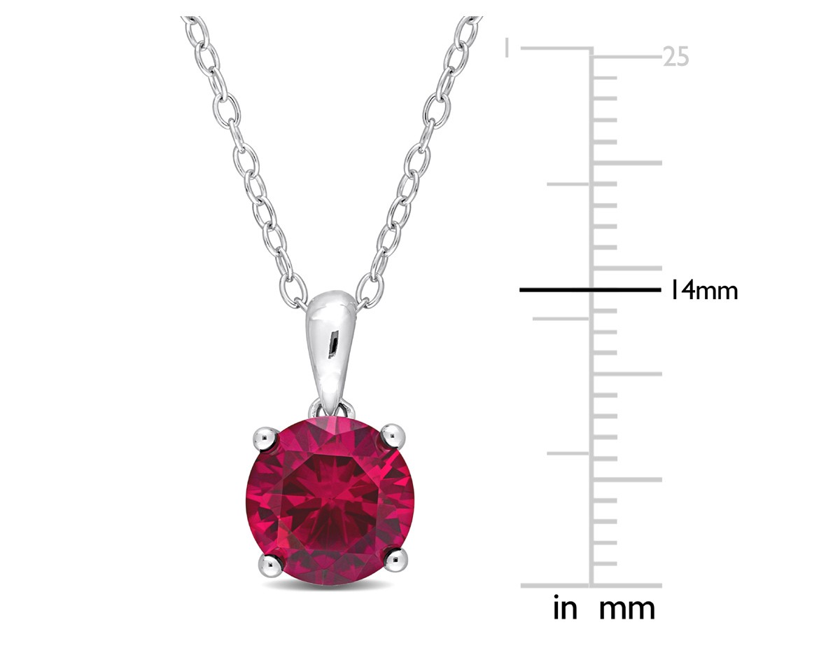 2.40 Carat (ctw) Lab-Created Ruby Solitaire Pendant Sterling Silver with Chain