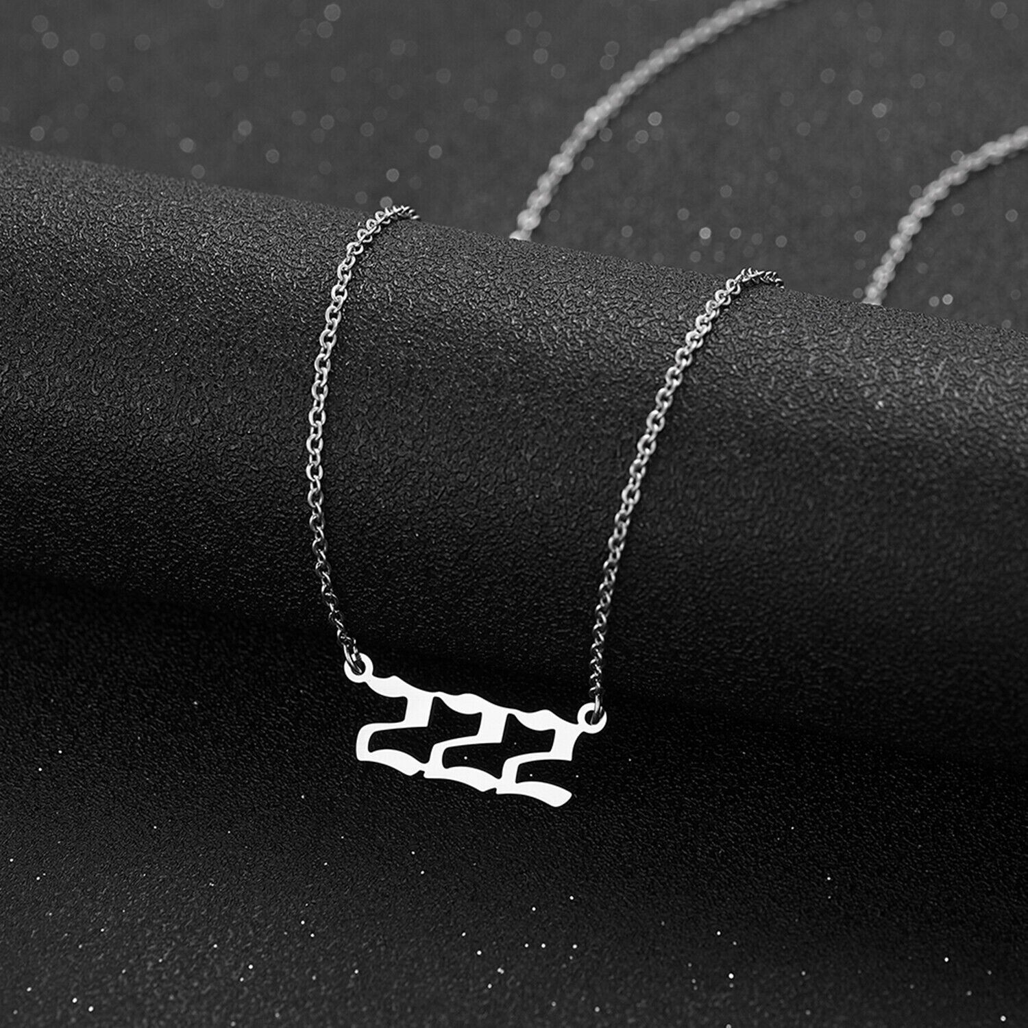 Silver 222 Angel Number Necklace, Jewelry Charms Minimalist Stainless Steel