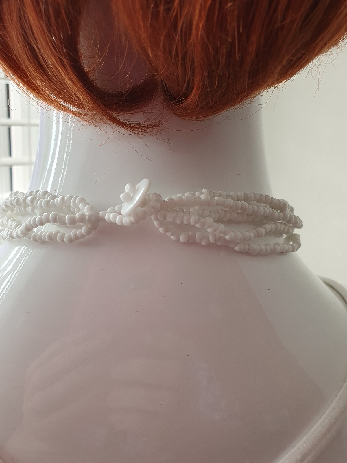 Artisan Mother of Pearl MOP Shell Seed Bead None Metal necklace