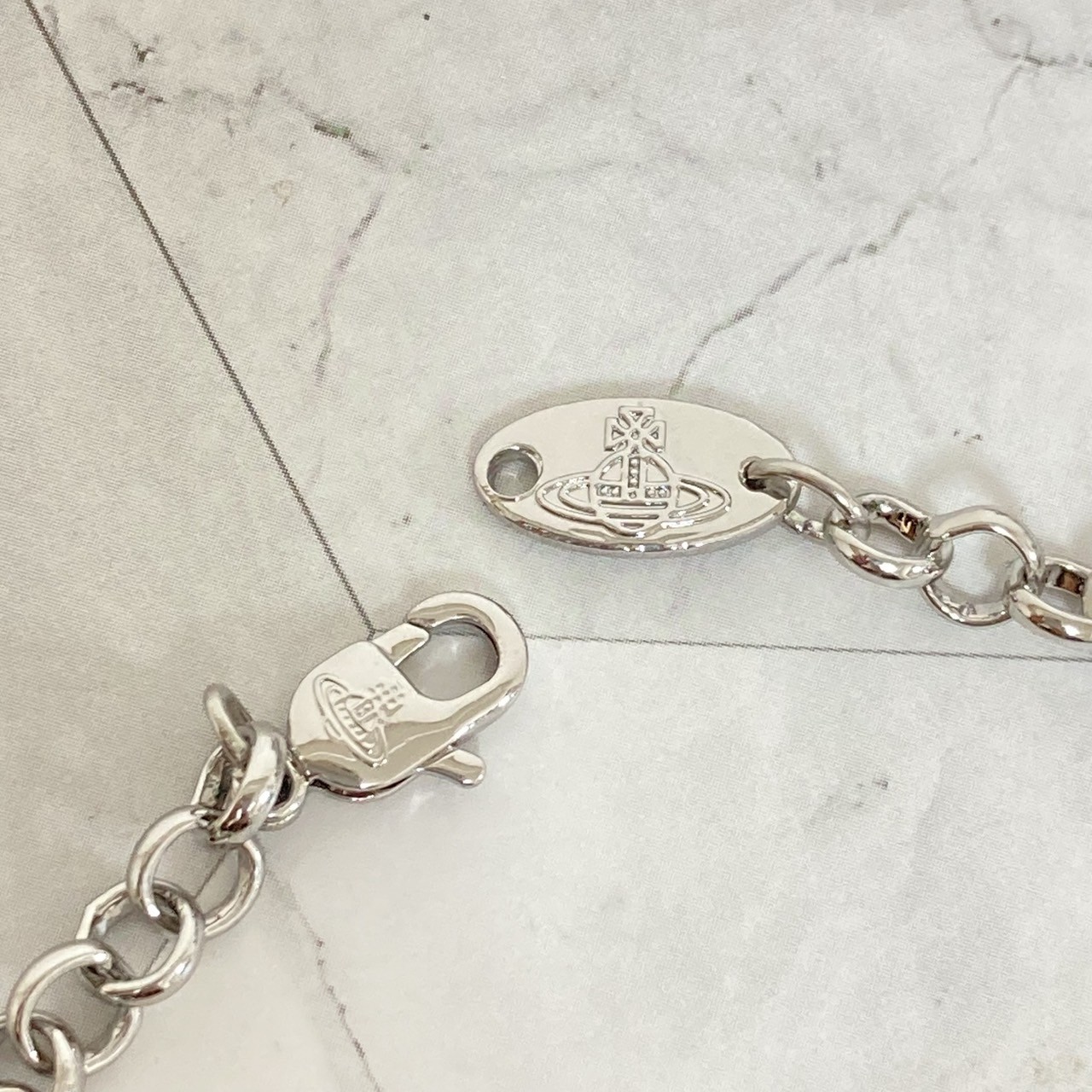 Vivienne Westwood Necklace Small Orb Silver Purple Chain 80cm Top 4.5cm NO BOX