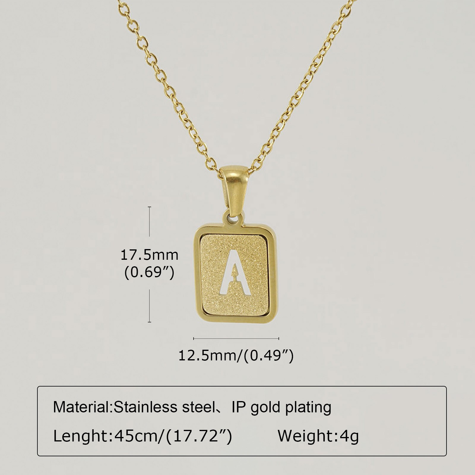 Gold Chic Initial Square Necklaces Hollow Letter A-Z Pendant Collar Women Girls