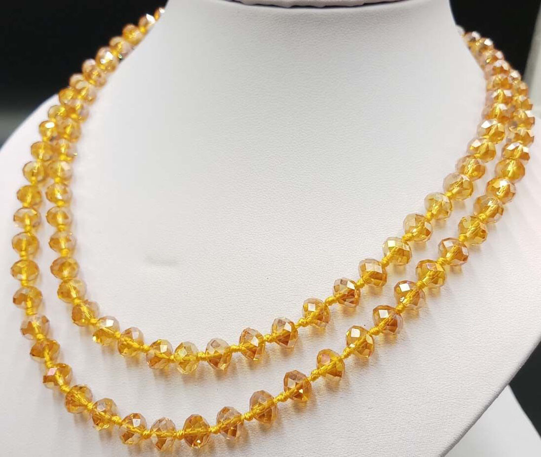 Long 38” 5x8mm Faceted AB Multicolor Crystal Gemstone Rondelle Beads Necklace