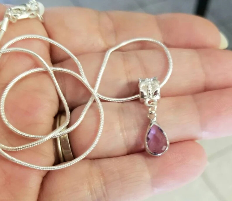 Sterling Silver Alexandrite Pendant Necklace June Birthstone Alexandrite Jewelry