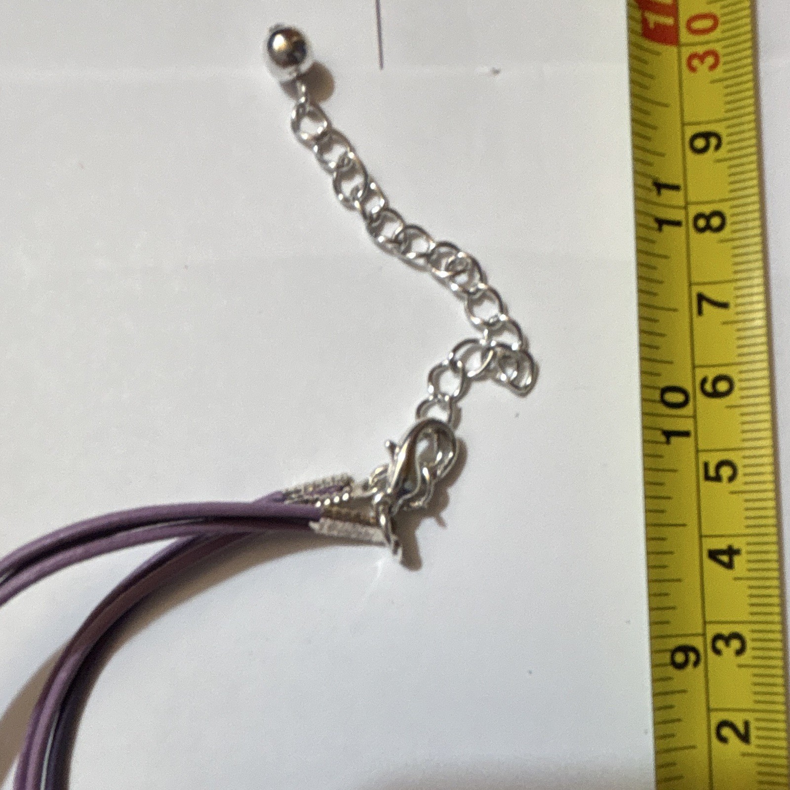 Purple Cord Necklace Teardrop Charm Pendant Silver Tone Lobster Clasp 18 in