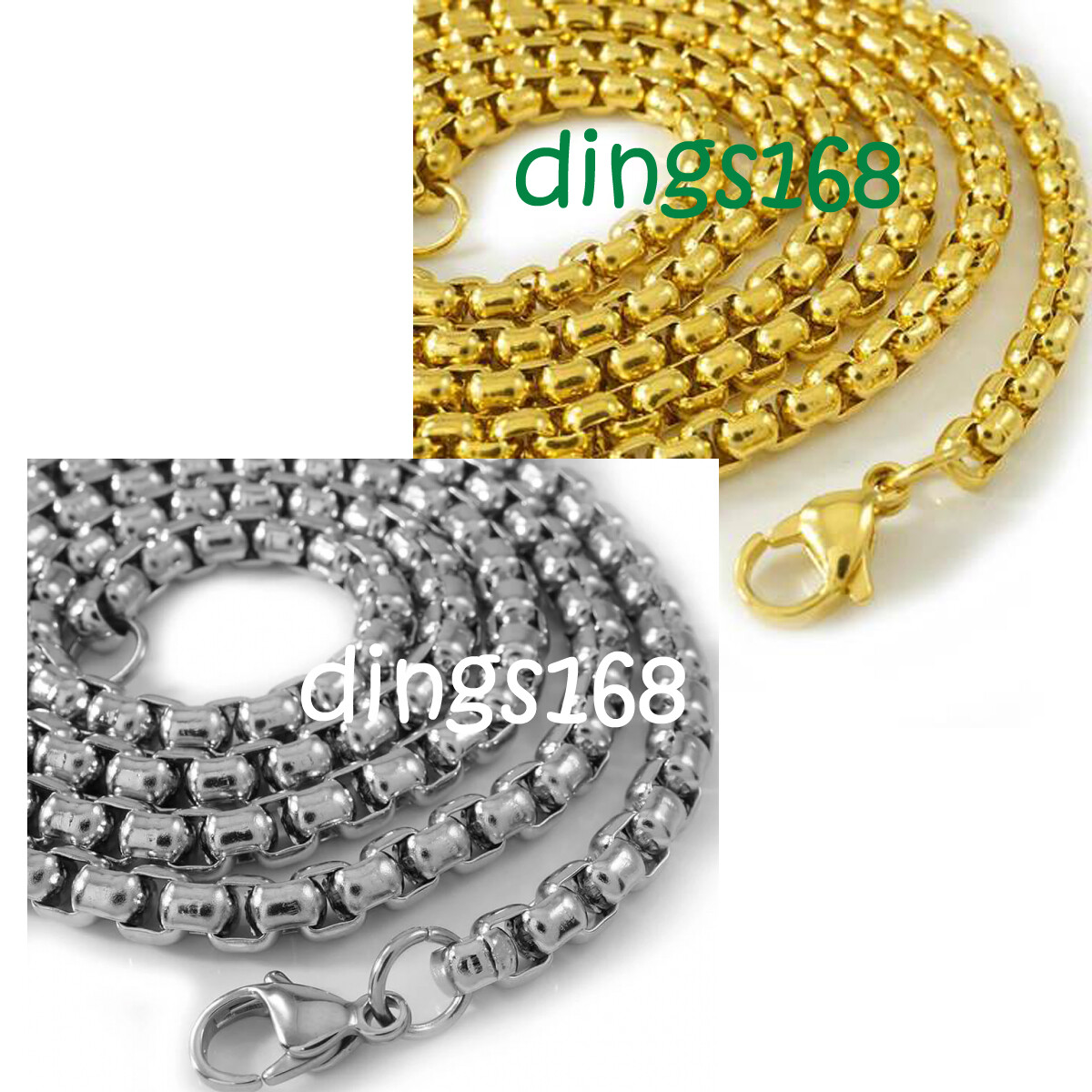 Men&Women’s Solid 18K Gold Filled 3mm wide Round Box Chain Necklace 20″~28″ H5K
