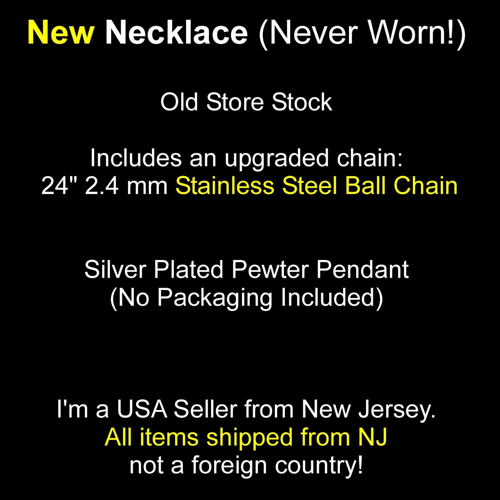 Necklace MOON & STARS Pendant Stainless Steel Ball Chain New Old Stock Rare
