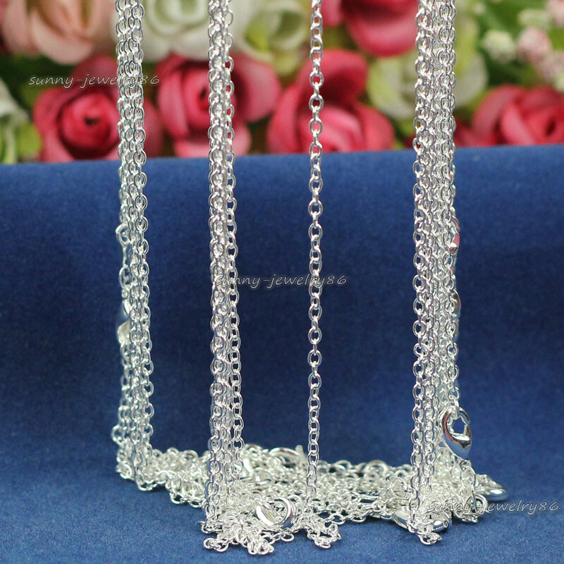 Wholesale 10pcs 2mm 925 Solid Sterling Silver Plated “O” Chain Necklace 16″-30″