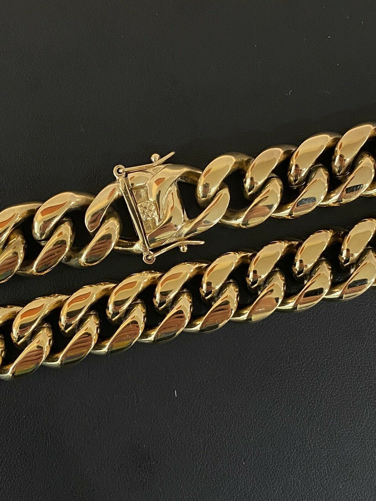 18mm Kilo Chain Solid 14k Yellow Gold Plated SS Miami Cuban Necklace Choker