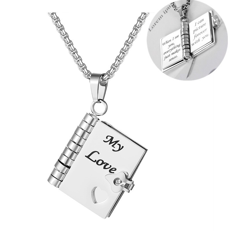 My Love Book Locket Necklace Openable Flip Pendant Gift for Wife Valentine’s Day